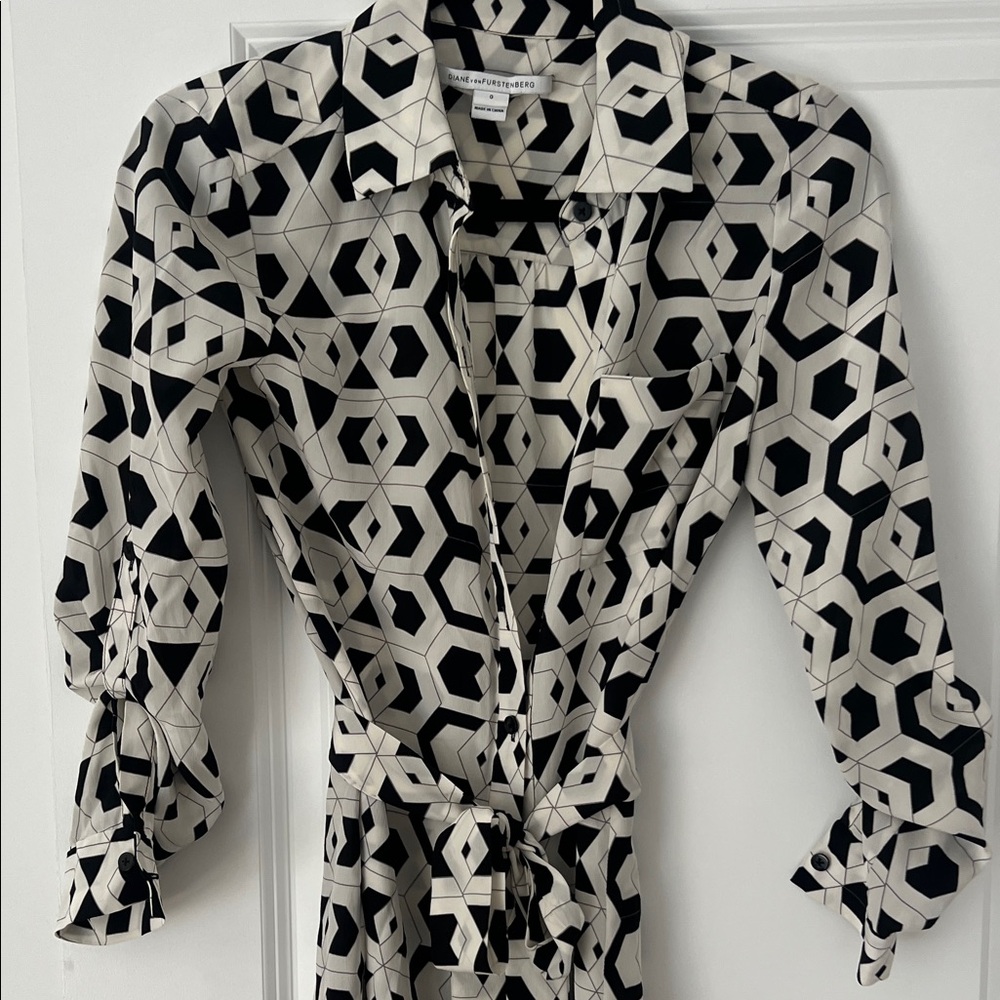 Diane Von Furstenberg Black and White Hexagon Dress